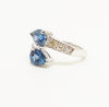 Blue Sapphire  And Diamond Two Stone Ring In 14k White Gold