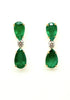 Pear Shaped Emerald And Diamond  Drop Earrings In 14k Yellow Gold
