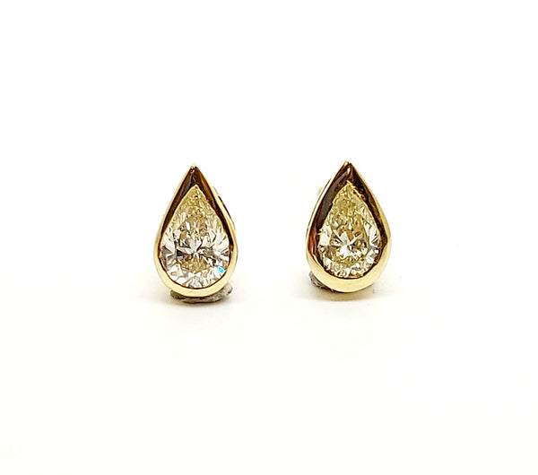 Diamond Pear-Cut Stud Earrings In 14k Yellow Gold