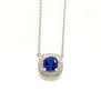 Tanzanite And Diamond  Double Halo Necklace In 14k White Gold