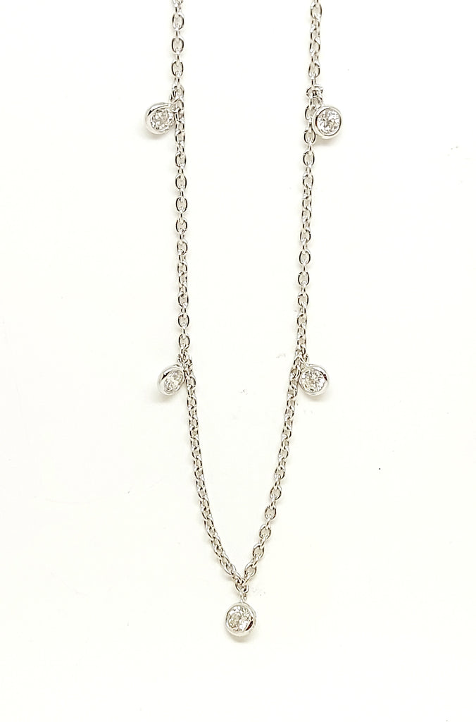 Drop Diamond Necklace In 14k White Gold (AD.NO.2828)