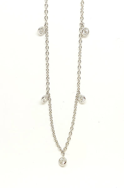 Drop Diamond Necklace In 14k White Gold (AD.NO.2828)