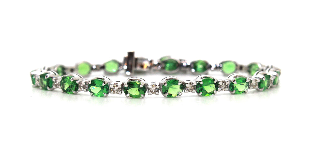 Tsavorite and Diamond Bracelet in 14K White Gold AD NO 3001