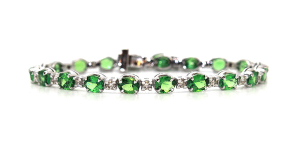 Tsavorite and Diamond Bracelet in 14K White Gold AD NO 3001