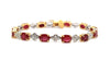 Ruby and Diamond Flower Bracelet in 14k Yellow Gold AD NO. 3002