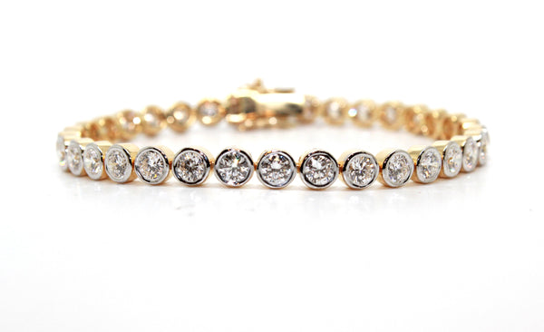 Lab Grown Diamond Bezel Set Tennis Bracelet In 14K Yellow Gold ( 6 Ct. tw. )