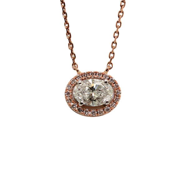 Halo Lab-Grown Diamond Pendant In 14K Rose Gold AD NO 4017