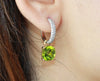 Peridot and Micropave Diamond Hoops Earrings in 14k White & Yellow Gold Ad no 4023