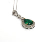 Emerald and Diamond Double Halo Pendant in 14k White Gold Ad no. 2859
