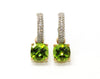 Peridot and Micropave Diamond Hoops Earrings in 14k White & Yellow Gold Ad no 4023