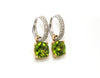 Peridot and Micropave Diamond Hoops Earrings in 14k White & Yellow Gold Ad no 4023