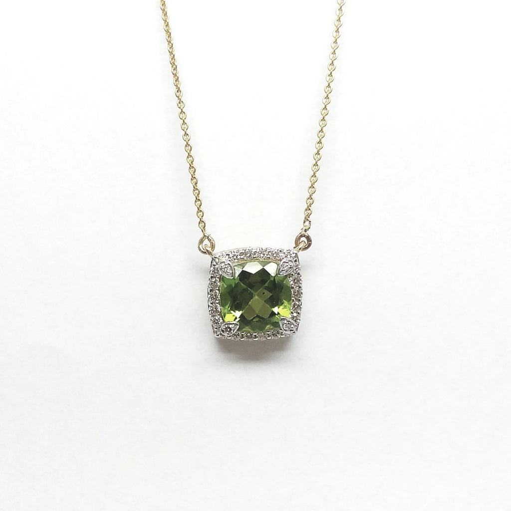 Cushion Cut Peridot and Diamond Pendant AD No: 2088