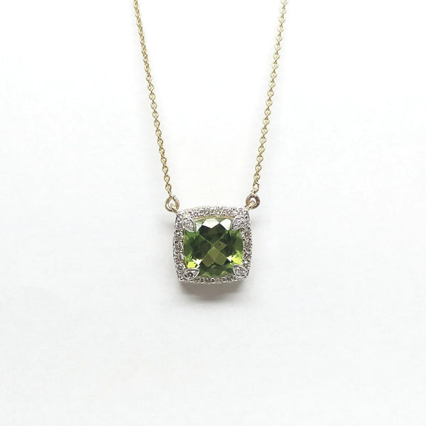 Cushion Cut Peridot and Diamond Pendant AD No: 2088
