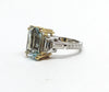 Hand-Engraved Aquamarine and  Diamond  Ring