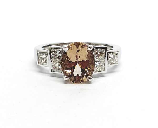 MORGANITE AND 6 DIAMOND RING