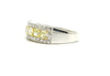Yellow Diamond Triple Row Fashion Ring in 14k White and yellow Gold