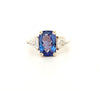 Tanzanite and Diamond Trillion Ring in 18k Yellow Gold