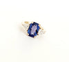 Tanzanite and Diamond Trillion Ring in 18k Yellow Gold