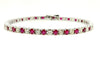 Alternating Size Ruby and Diamond Bracelet in 14k White Gold