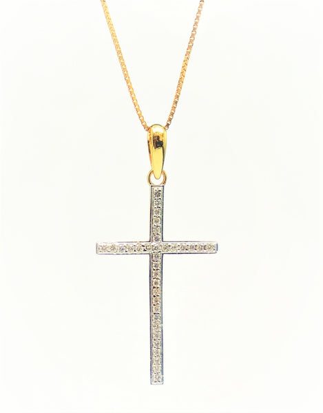 DIAMOND CROSS PENDANT IN 14K YELLOW GOLD
