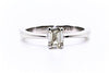 Petite 4 Prong Emerald Cut Diamond Ring AD No. 0800