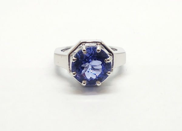 ROUND TANZANITE RING SET IN WHITE GOLD AD NO- 1848