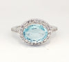 Oval Aquamarine With Round Diamond Halo Ring AD.NO- 2095