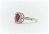 Emerald Cut Ruby and Diamond Halo Ring AD NO.-2151