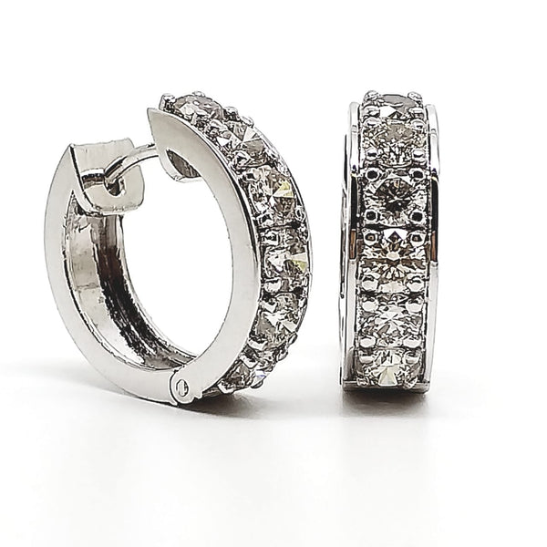 Mini Pave-Set Huggie Hoop Earrings in 14k White Gold (1.53 ct. tw