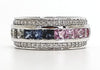Channel Set Multi Sapphire and Diamond Ring in 14k White Gold