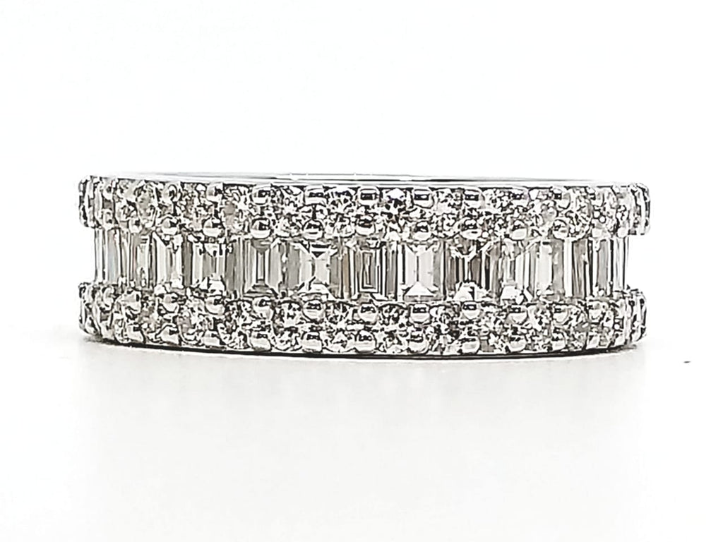 Baguette & Pavé Diamond Ring in 14k White Gold