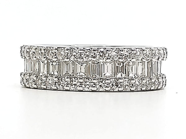 Baguette & Pavé Diamond Ring in 14k White Gold