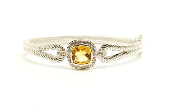 TWO-ROW BANGLE CITRINE WITH DIAMONDS(92.5 S. SILVER)