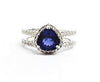 Tanzanite and Diamond Halo Split Shank Ring