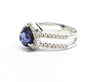 Tanzanite and Diamond Halo Split Shank Ring