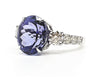 TANZANITE AND DIAMOND QUEEN RING IN 14K WHITE GOLD AD NO.2152