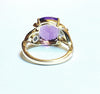 Cushion Amethyst and Diamond Weave Ring in 14k Yellow Gold (13x11)
