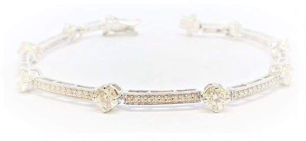 Diamond Station  Bracelet in 14k White Gold (3.80 ct. tw.)