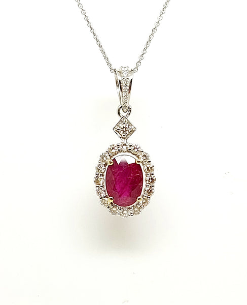 RUBY AND DIAMOND HALO PAVE PENDANT AD NO.2513