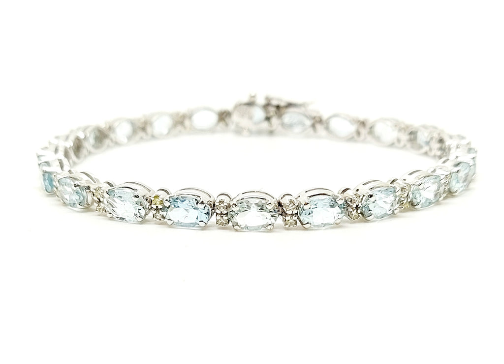 AQUAMARINE AND DIAMOND TENNIS BRACELET AD NO.2751