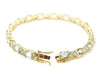 Oval Aquamarine And Round Diamond Bracelet In 14k Yellow Gold