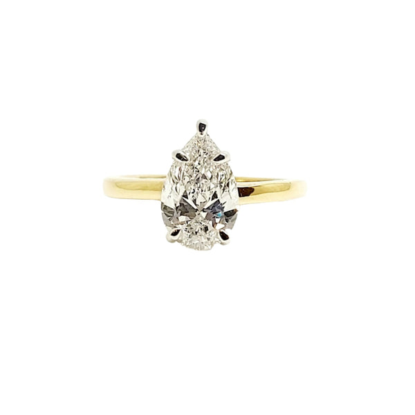 Classic Simple Solitaire Ring in 14k White & Yellow  Gold