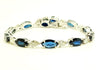 Marquise Blue Sapphire and Pear Shape Diamond Bracelet in 14k White Gold