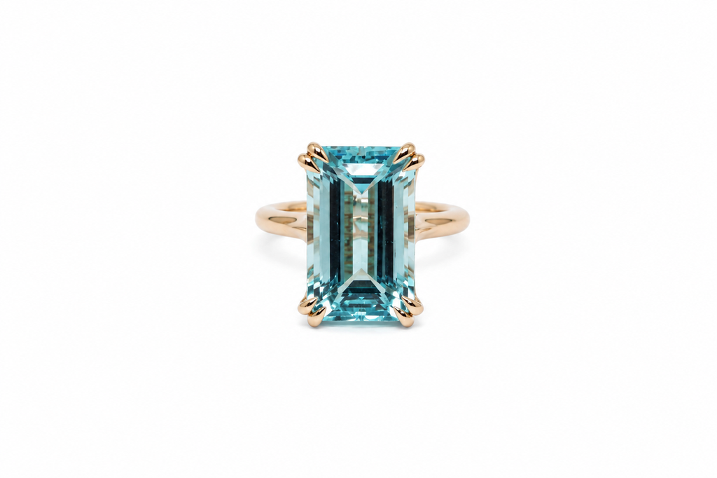 Aquamarine South-North Ring in 14k Rose Gold Ad. No.4138