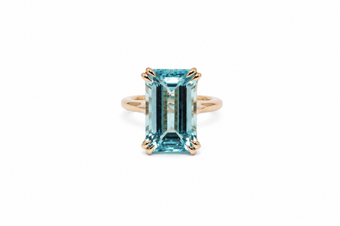 Aquamarine South-North Ring in 14k Rose Gold Ad. No.4138