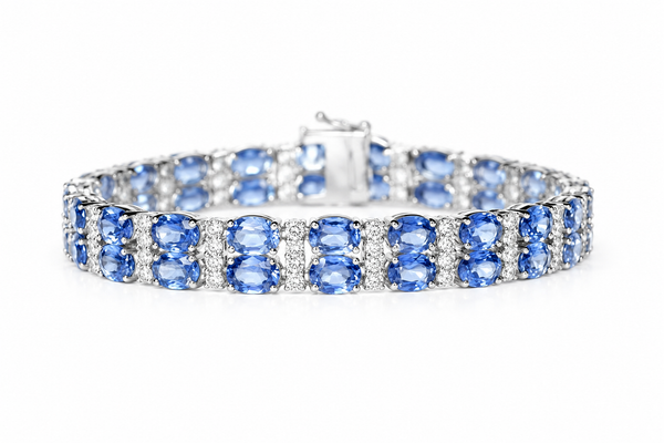 DOUBLE ROW BLUE SAPPHIRE & DIAMOND BRACELET AD NO. 4161