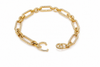 Modern Style 14K Yellow Gold Twisted Rope & Diamond Paperclip Bracelet