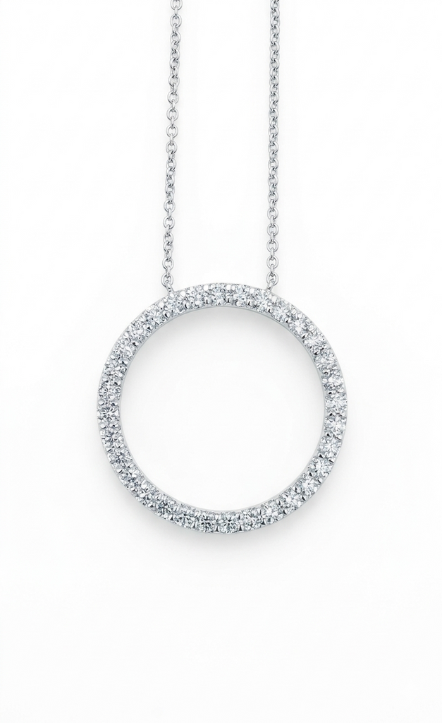 Diamond Circle Pendant in 14K White Gold