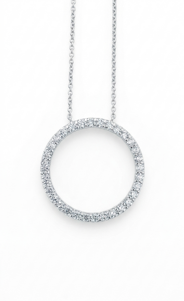 Diamond Circle Pendant in 14K White Gold