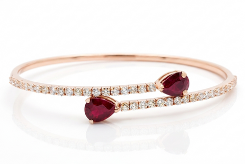 OPEN TWISTED CUFF BRACELET RUBY AND DIAMOND AD NO. 2649